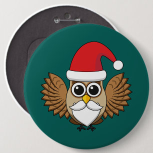 Santa Claus Owl 6 Cm Round Badge