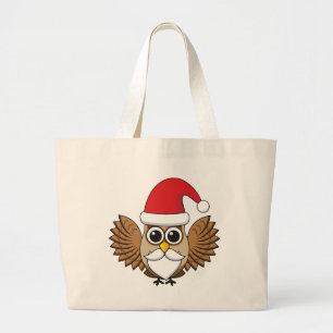Santa Claus Owl Large Tote Bag