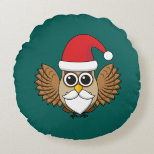 Santa Claus Owl Round Cushion