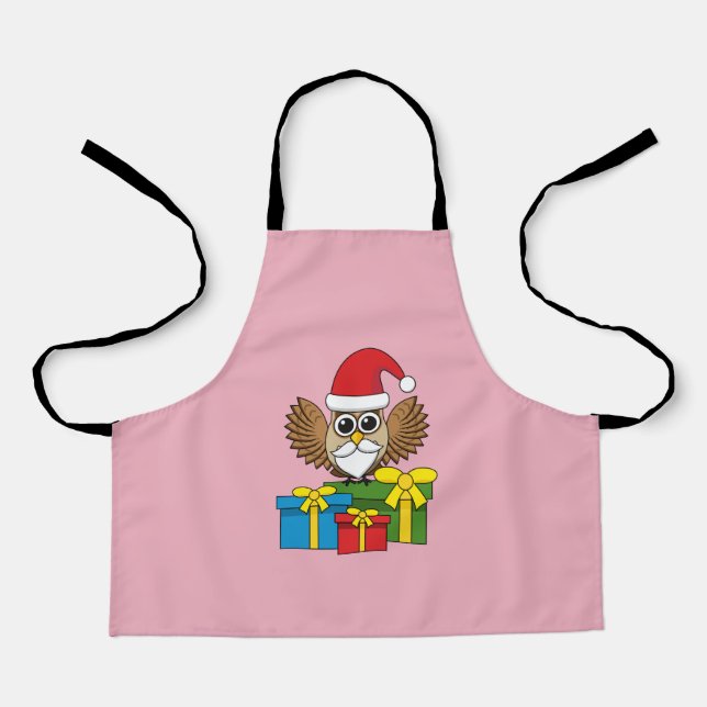 Santa Claus Owl with Presents Apron (Front)