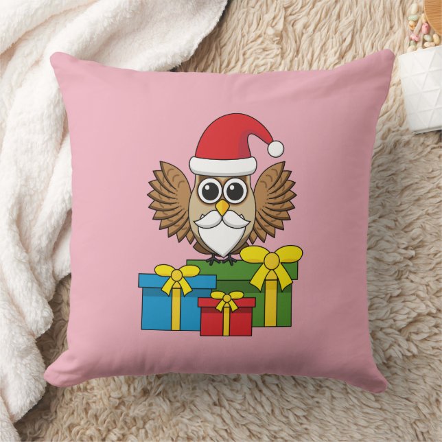 Santa Claus Owl with Presents Cushion (Blanket)