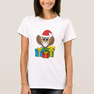 Santa Claus Owl with Presents T-Shirt