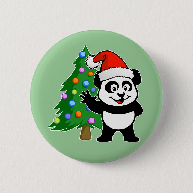Santa Claus Panda 6 Cm Round Badge (Front)