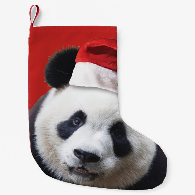 Santa Claus Panda Bear Small Christmas Stocking (Front)