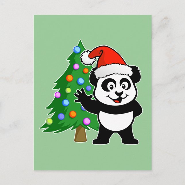 Santa Claus Panda Holiday Postcard (Front)