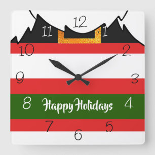 Santa Claus pants and beard Merry Christmas Square Wall Clock