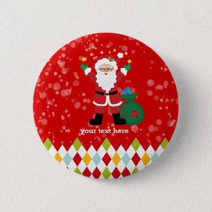 Santa Claus party * choose background colour 6 Cm Round Badge