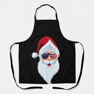 Santa Claus Patriotic USA Sunglasses Christmas Apron