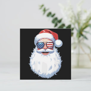 Santa Claus Patriotic USA Sunglasses Christmas  Holiday Card