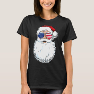 Santa Claus Patriotic Usa Sunglasses Christmas In  T-Shirt