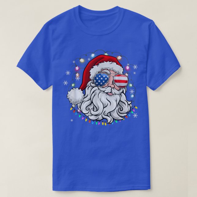 Santa Claus Patriotic USA Sunglasses Christmas in  T-Shirt (Design Front)