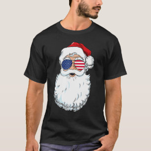 Santa Claus Patriotic USA Sunglasses Christmas in  T-Shirt