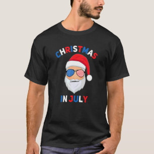 Santa Claus Patriotic Usa Sunglasses Christmas In  T-Shirt