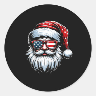 Santa Claus Patriotic Usa Sungles Christmas In Jul Classic Round Sticker