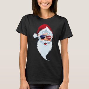 Santa Claus Patriotic Usa Sungles Christmas In Jul T-Shirt