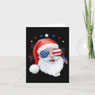 Santa Claus Patriotic Usa Sungles Kids Christmas I Card