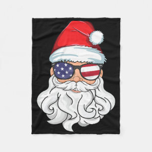 Santa Claus Patriotic Usa Sungles Kids Christmas I Fleece Blanket