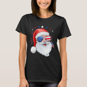 Santa Claus Patriotic Usa Sungles Kids Christmas I T-Shirt