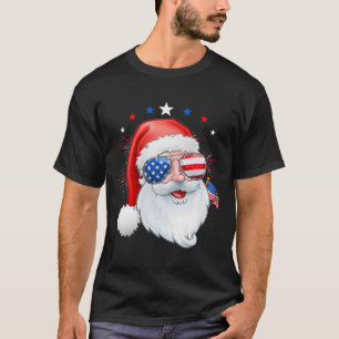 Santa Claus Patriotic Usa Sungles Kids Christmas I T-Shirt
