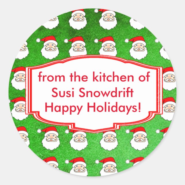 Santa Claus Pattern Customisable Holiday Stickers (Front)