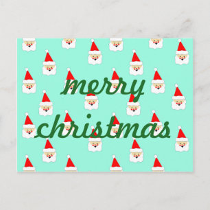 santa claus pattern mid century christmas holiday postcard