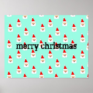 santa claus pattern mid century christmas poster