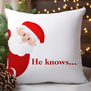 Santa Claus Peeking Holiday Design Cushion
