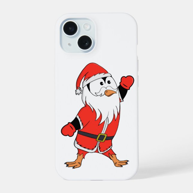 Santa Claus Penguin Ready for Christmas iPhone 15 Case (Back)