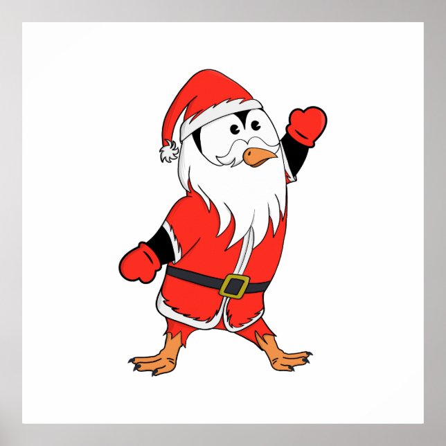 Santa Claus Penguin Ready for Christmas Poster (Front)