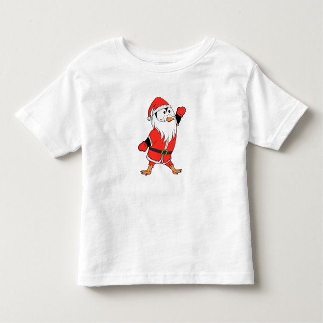 Santa Claus Penguin Ready for Christmas Toddler T-Shirt (Front)
