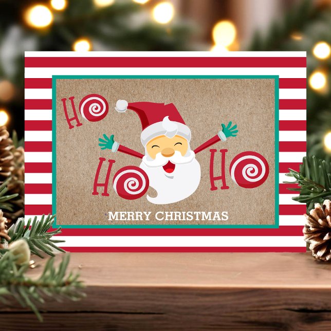 Santa Claus Peppermint Personalised Christmas Postcard (Creator Uploaded)