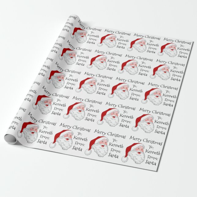 Santa Claus Personalise Wrapping Paper (Unrolled)