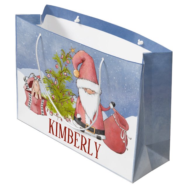 Santa Claus Personalised Christmas Large Gift Bag (Back Angled)