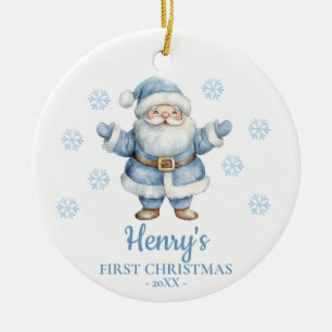 Santa Claus Personalized Baby's First Christmas Ceramic Ornament