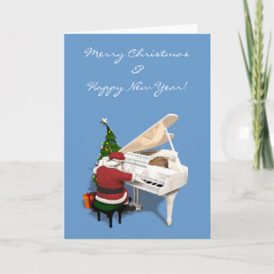 Santa Claus Pianist Holiday Card