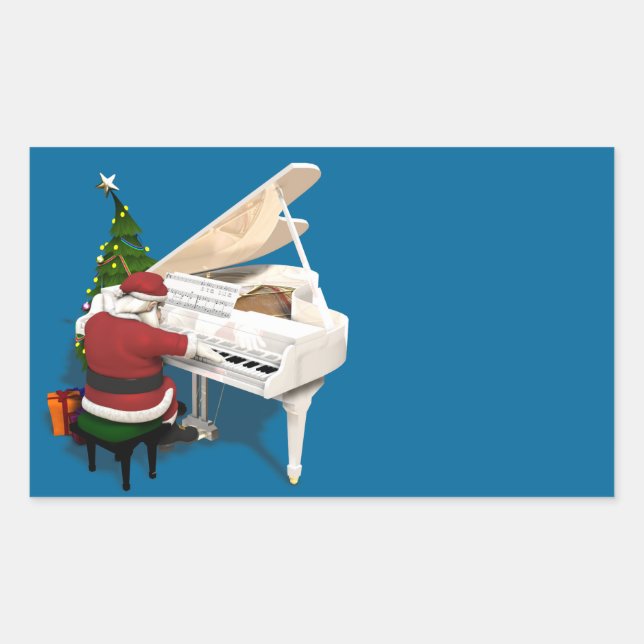 Santa Claus Pianist Rectangular Sticker (Front)