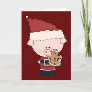 Santa Claus Piggy Christmas Card