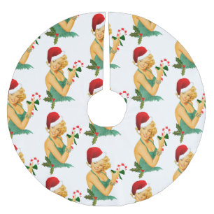 santa claus pin up brushed polyester tree skirt
