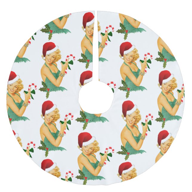 santa claus pin up brushed polyester tree skirt (Front)