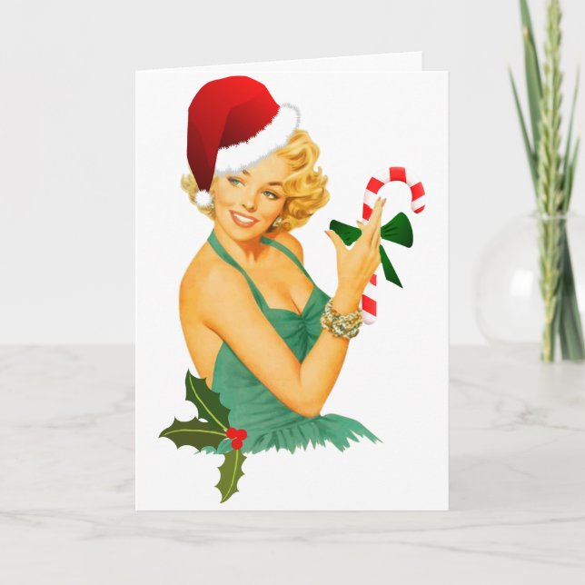 santa claus pin up holiday card (Front)
