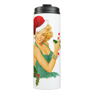 santa claus pin up thermal tumbler