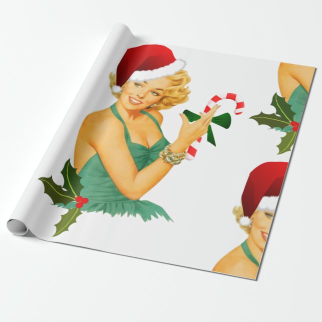 santa claus pin up wrapping paper (Unrolled)