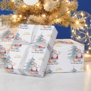Santa Claus Pine Tree Christmas Wrapping Paper