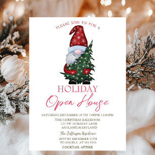 Santa Claus Pine Tree Holiday Open House Invitation