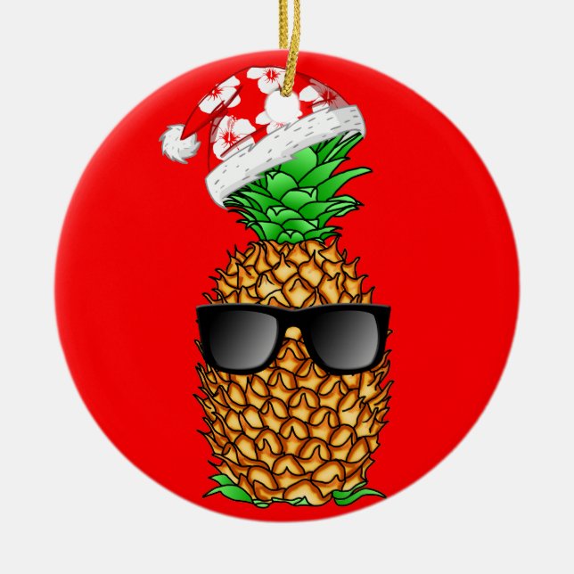 Santa Claus Pineapple Ceramic Tree Decoration (Front)