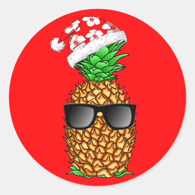 Santa Claus Pineapple Classic Round Sticker (Front)