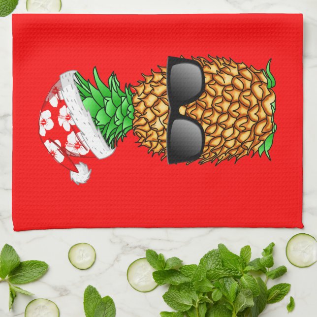 Santa Claus Pineapple Tea Towel (Folded)