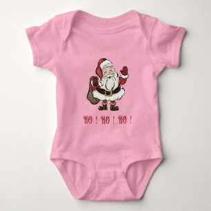 Santa Claus Pink Baby Bodysuit
