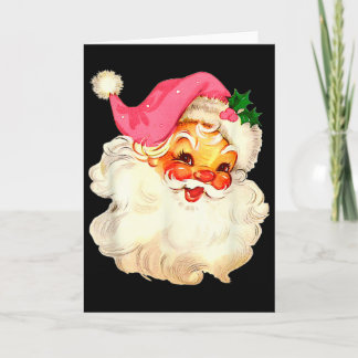 Santa Claus Pink Christmas Face Old Xmas Vintage P Card