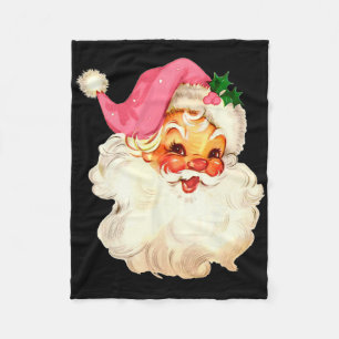 Santa Claus Pink Christmas Face Old Xmas Vintage P Fleece Blanket